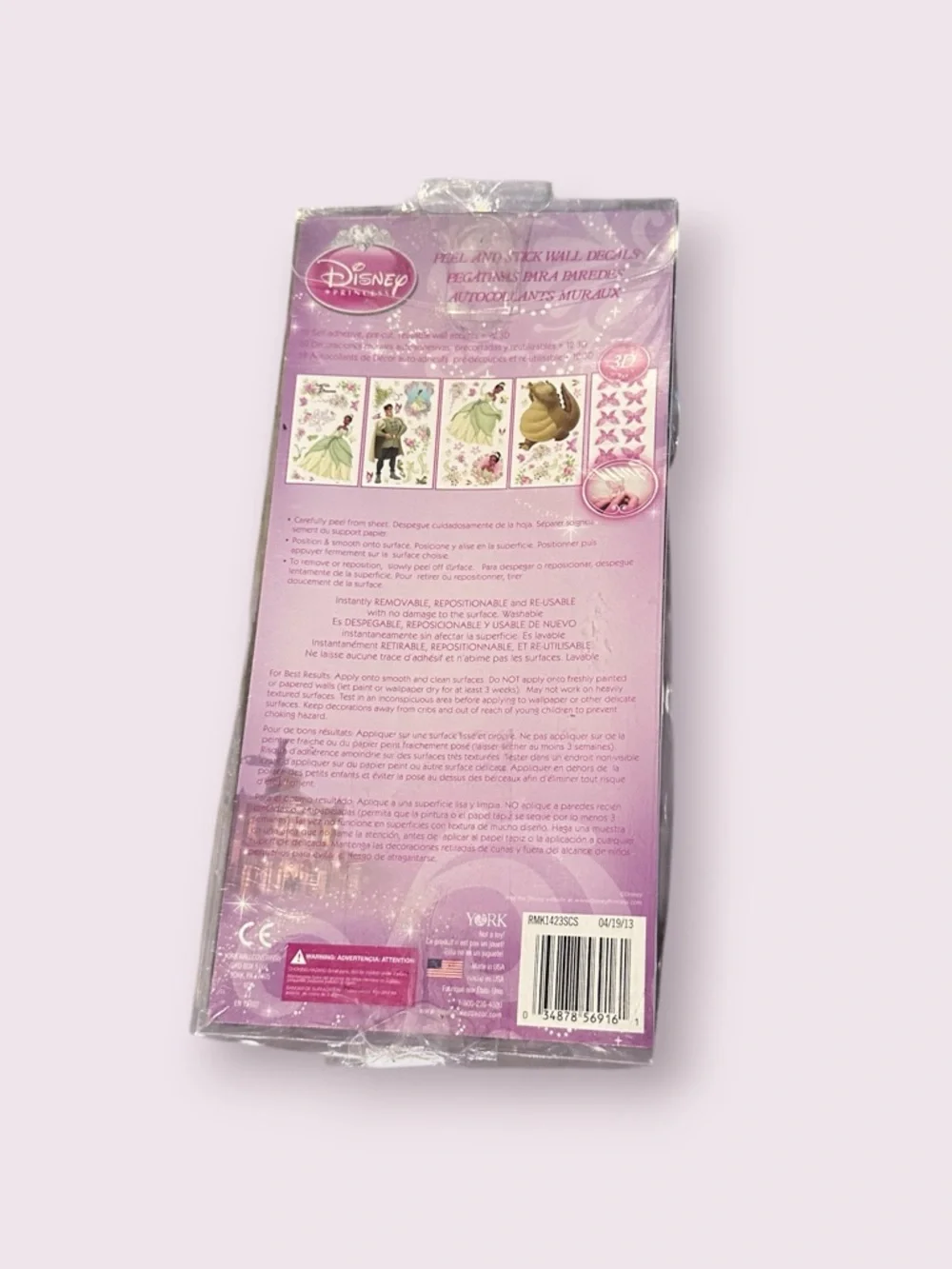Disney Princess & The Frog Tiana 3D Wall Decor Removable Set Of 71 Decals